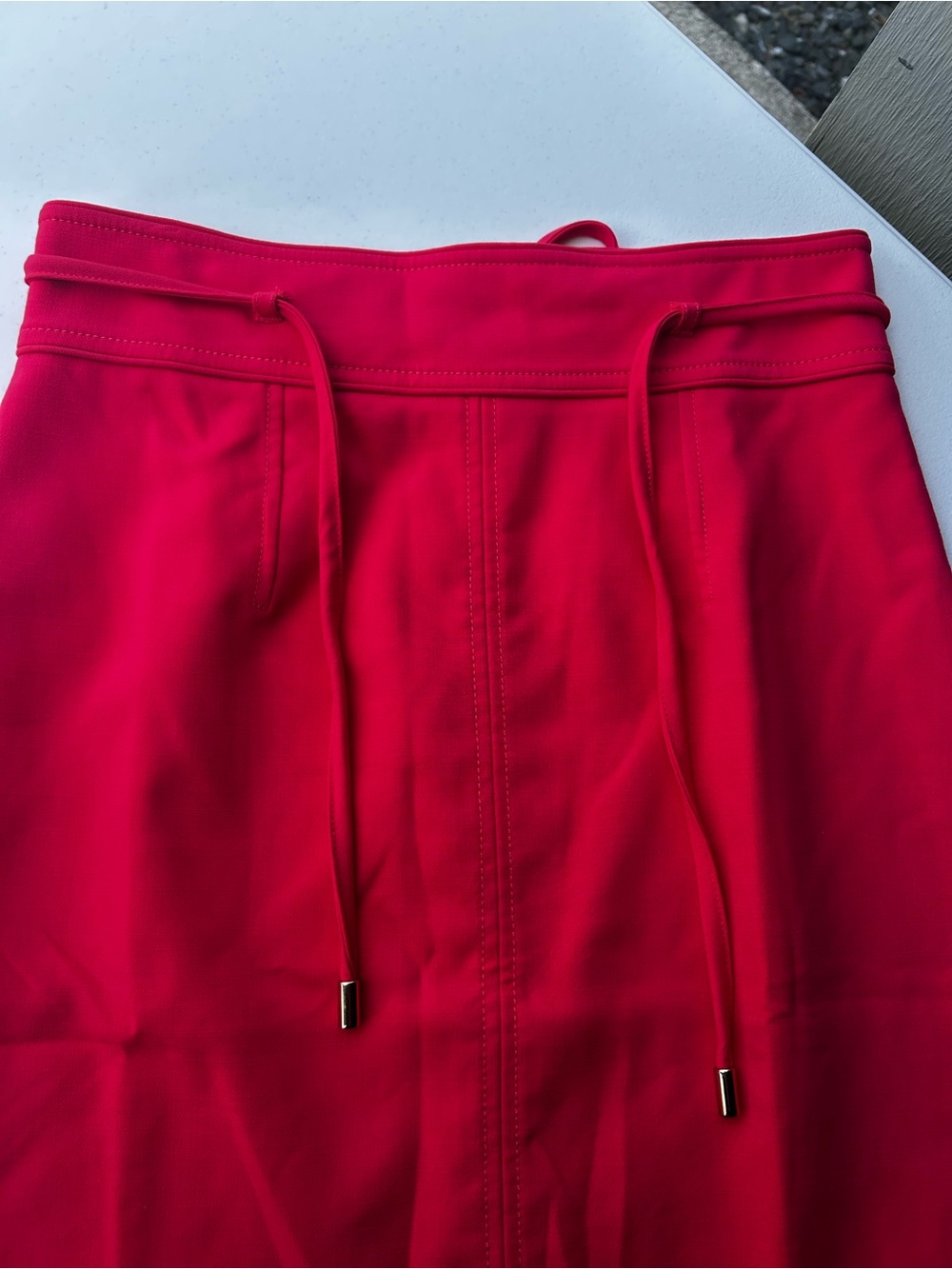 Women’s Red Drawstring Waist Pencil Skirt new - Picture 8 of 9